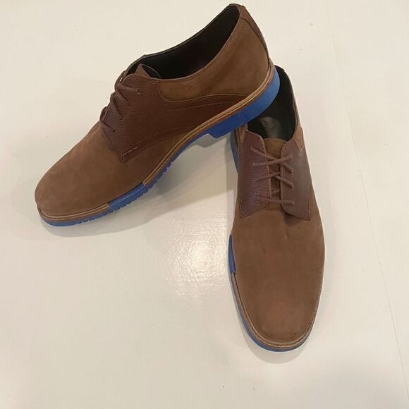 Cole Haan Great Jones Oxford Saddle Shoe Brown Suede Blue Sole size 11 - Picture 2 of 11